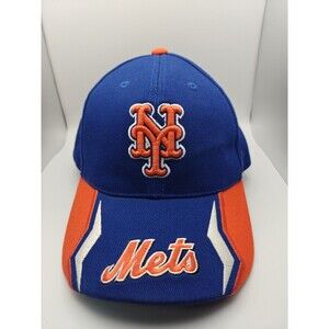 Vtg New York Mets Hat Cap Strap Back Blue Orange White Logo Twins Ent Baseball